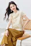 Tranquil Beige Jacquard Cheongsam Top