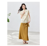Tranquil Beige Jacquard Cheongsam Top