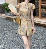 Dominique 2-Piece Ink-Dye Print Cheongsam Set