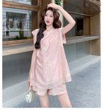Sonnet 2-Piece Pink Embroidered Cheongsam Set