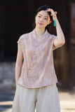 Vivian Light Pink Ramie Cheongsam Top
