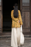 Vivace Plaid Linen Long Sleeve Cheongsam Top