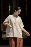 Leonie Linen Color-Block Cheongsam Top
