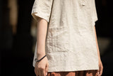 Leonie Linen Color-Block Cheongsam Top