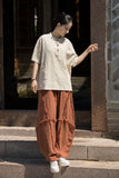 Leonie Linen Color-Block Cheongsam Top