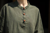 Leonie Linen Color-Block Cheongsam Top