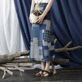 Shimmer Floral Cotton-Linen Cheongsam Skirt