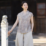 Vivian Light Pink Ramie Cheongsam Top