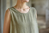 Thalia Tie-Dye Linen Cheongsam Dress
