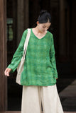 Vivace Plaid Linen Long Sleeve Cheongsam Top