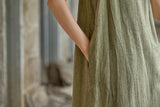Thalia Tie-Dye Linen Cheongsam Dress