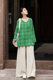 Vivace Plaid Linen Long Sleeve Cheongsam Top