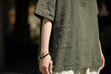 Leonie Linen Color-Block Cheongsam Top
