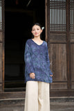 Vivace Plaid Linen Long Sleeve Cheongsam Top