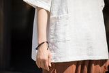 Leonie Linen Color-Block Cheongsam Top