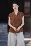 Vivian Light Pink Ramie Cheongsam Top