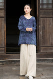 Vivace Plaid Linen Long Sleeve Cheongsam Top