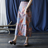 Shimmer Floral Cotton-Linen Cheongsam Skirt