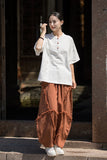 Leonie Linen Color-Block Cheongsam Top