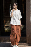 Leonie Linen Color-Block Cheongsam Top