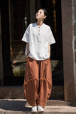 Leonie Linen Color-Block Cheongsam Top
