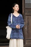 Vivace Plaid Linen Long Sleeve Cheongsam Top