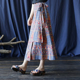 Shimmer Floral Cotton-Linen Cheongsam Skirt