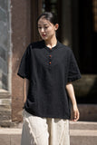 Leonie Linen Color-Block Cheongsam Top