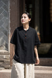 Leonie Linen Color-Block Cheongsam Top
