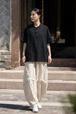 Leonie Linen Color-Block Cheongsam Top