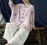 Elara Floral Linen Cheongsam Top