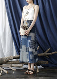 Shimmer Floral Cotton-Linen Cheongsam Skirt
