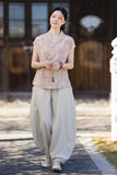 Vivian Light Pink Ramie Cheongsam Top