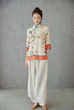 Branch Printing Ramie Cheongsam Top