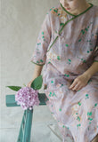 Camellia Cheongsam Dress Long Sleeve