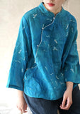 Crane Cheongsam Top (Turquoise)