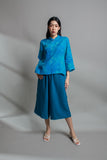 Crane Cheongsam Top (Turquoise)