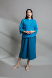 Crane Cheongsam Top (Turquoise)