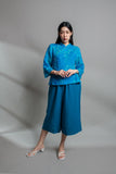 Crane Cheongsam Top (Turquoise)