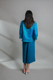 Crane Cheongsam Top (Turquoise)