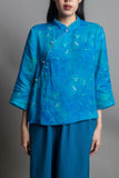 Crane Cheongsam Top (Turquoise)