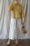 Yellow Dragon Print Cheongsam Top